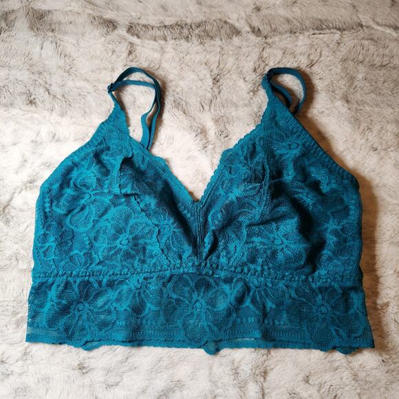 PINK Victoria's Secret Other - Victoria's Secret Pink Blue Green Lace Bralette Bra Size Small DD